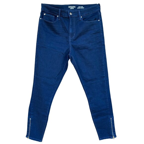 Levi's Denizen Denim - Levi's Denizen High Rise Zip Ankle Skinny Dark Blue Women's Jeans Size 12